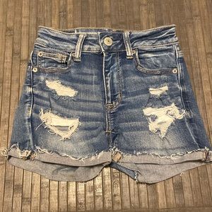 American Eagle High-Rise Cutoff Distressed Denim Shorts Size 0
